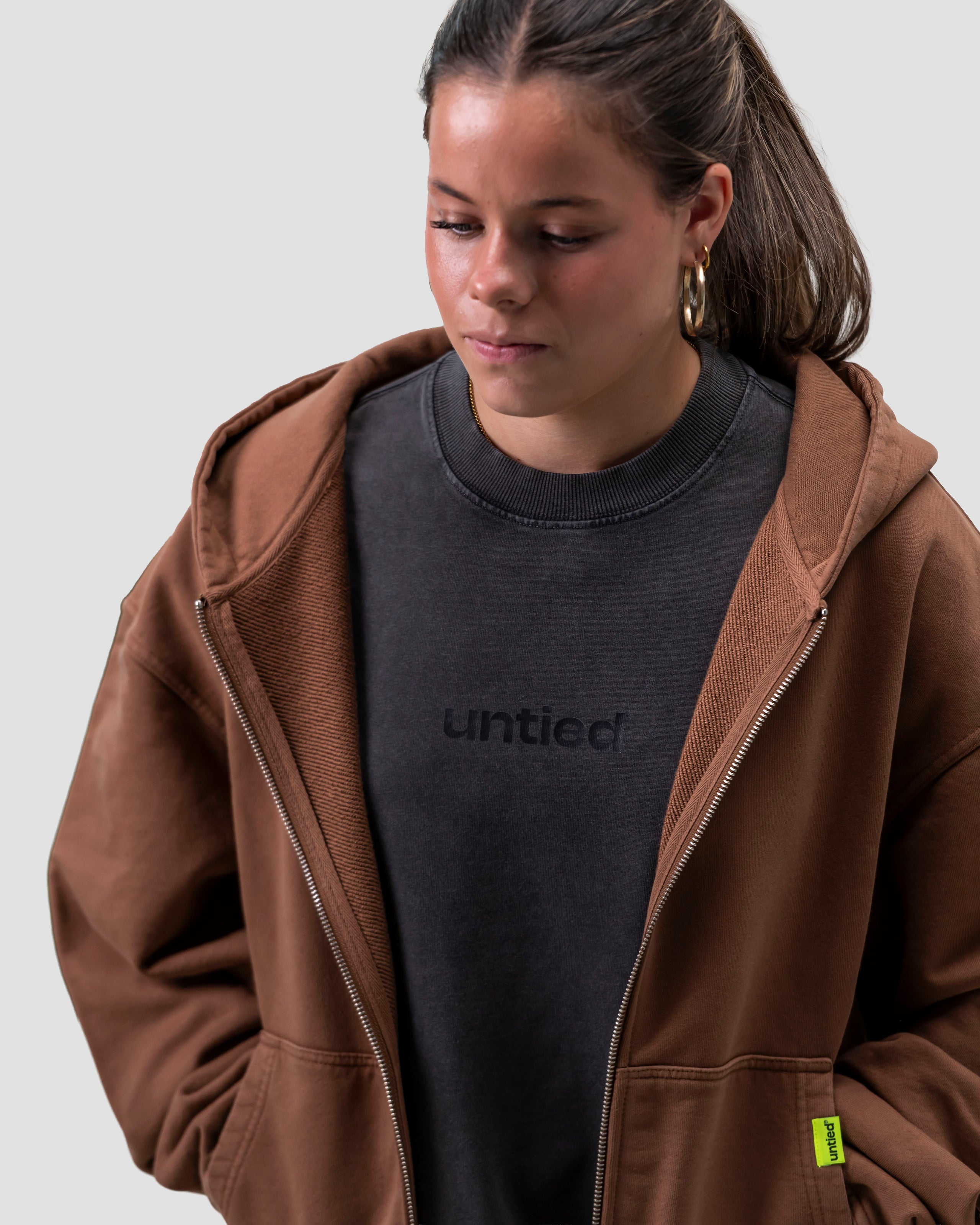 UNTIED® ZIP HOODIE — Brown