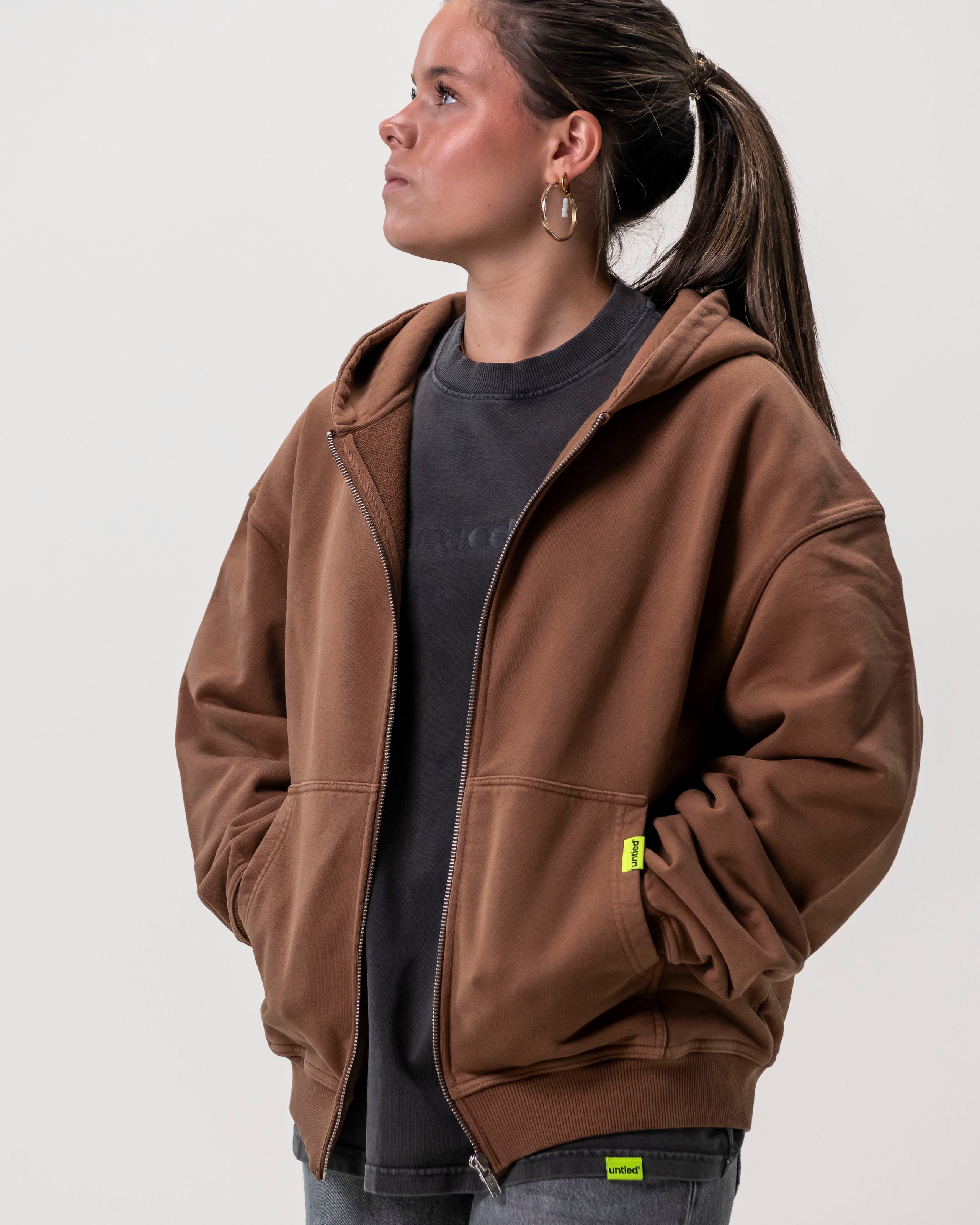 UNTIED® ZIP HOODIE — Brown
