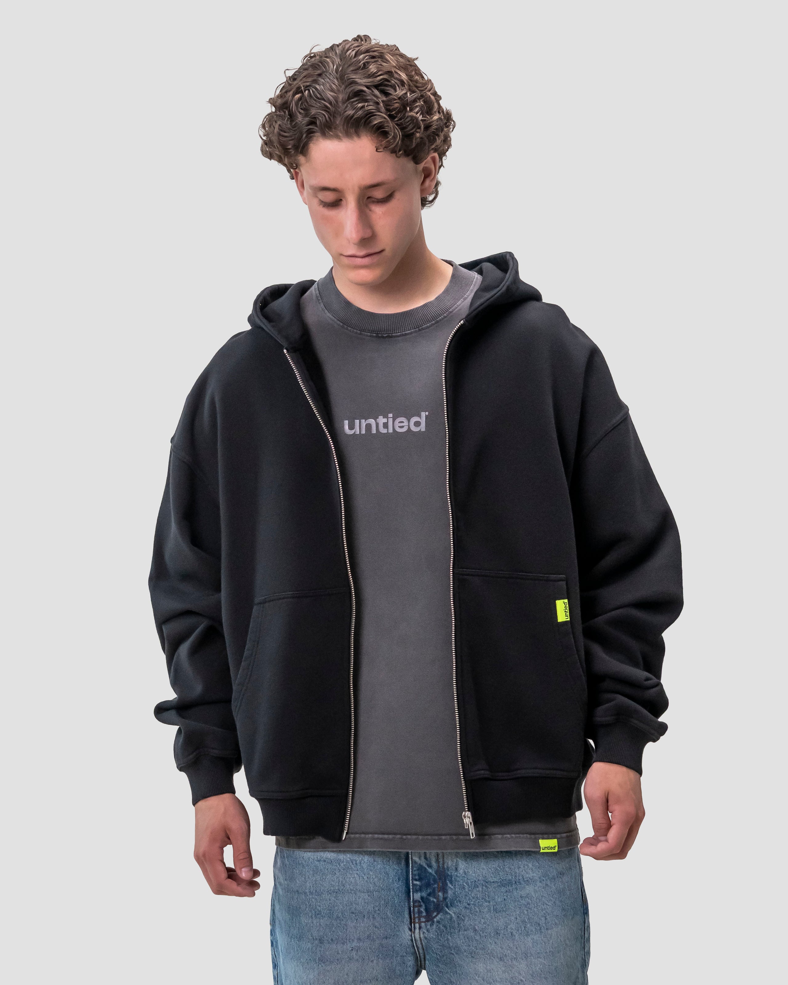 UNTIED® ZIP HOODIE — Black