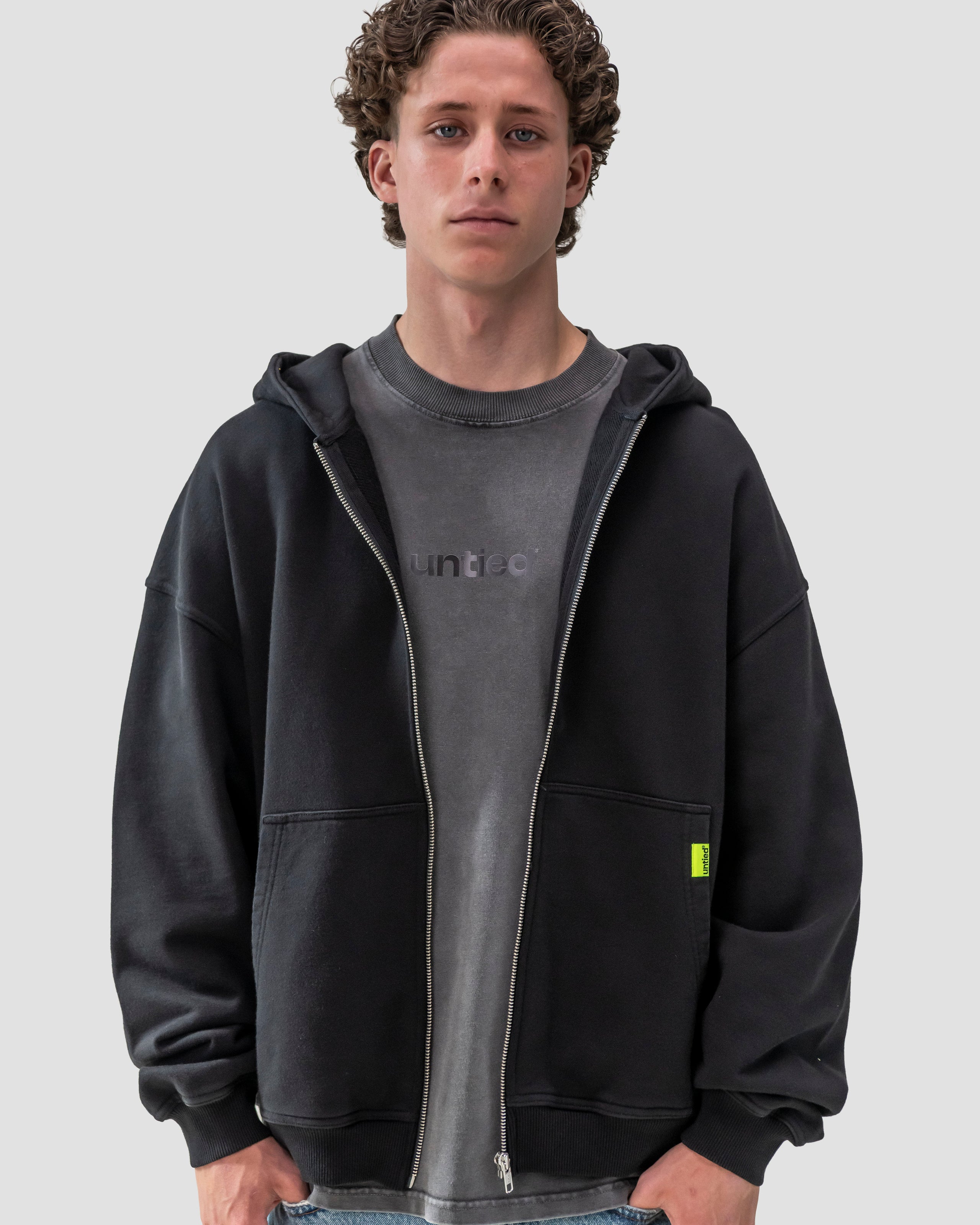 UNTIED® ZIP HOODIE — Black