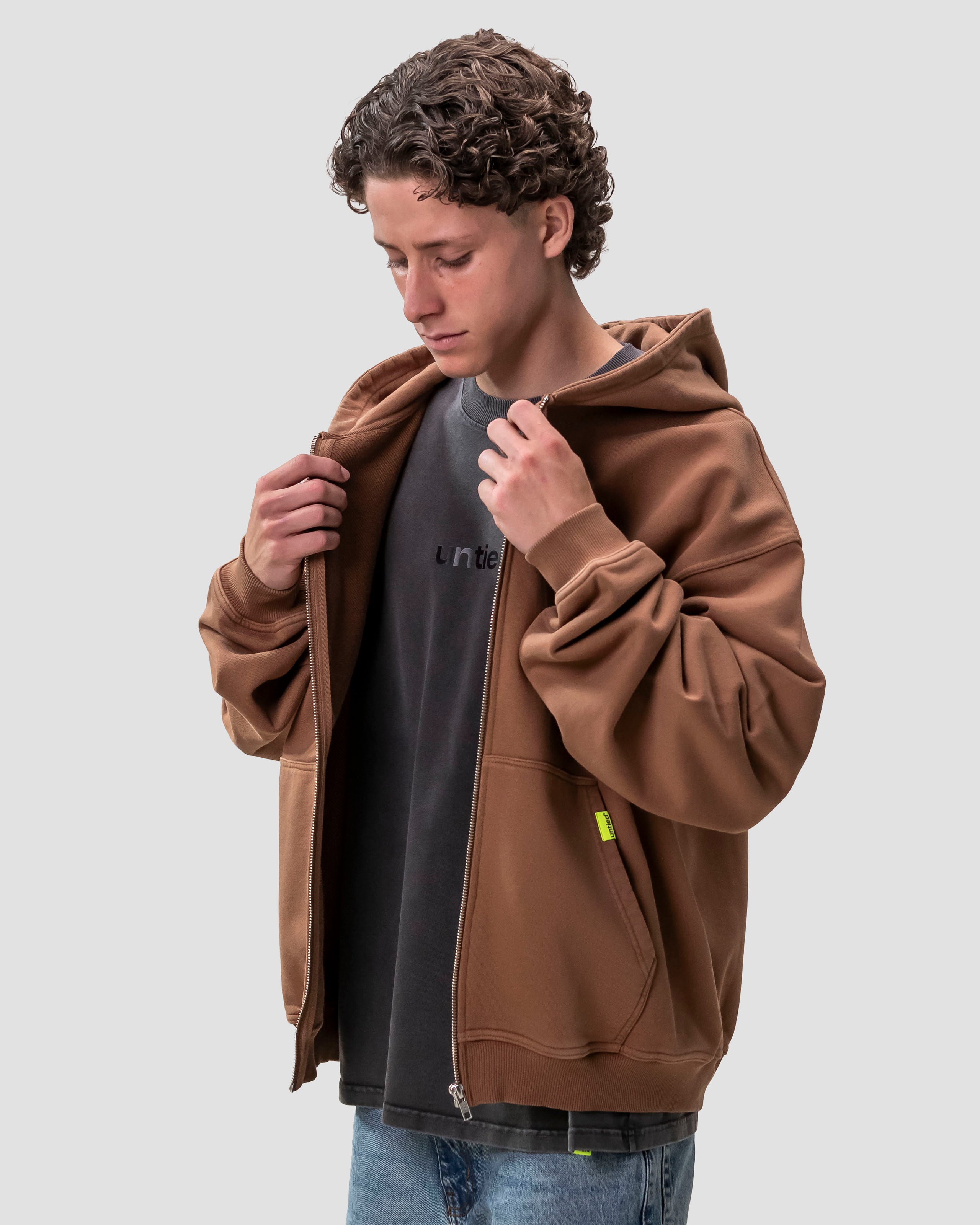 UNTIED® ZIP HOODIE — Brown